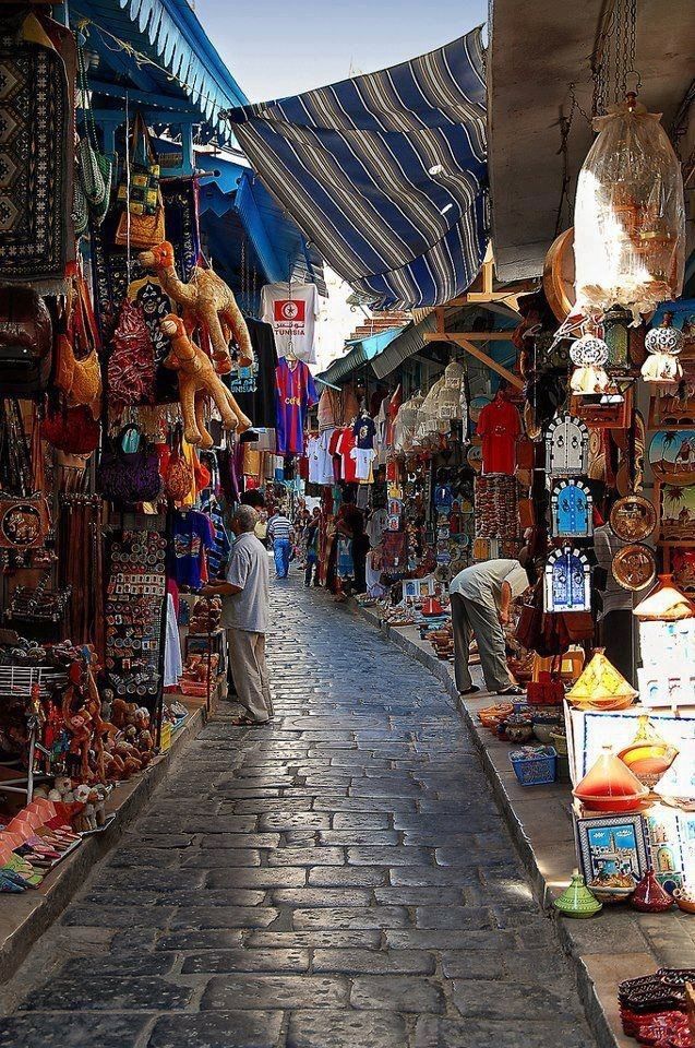 Colorful Moroccan souk marketplace