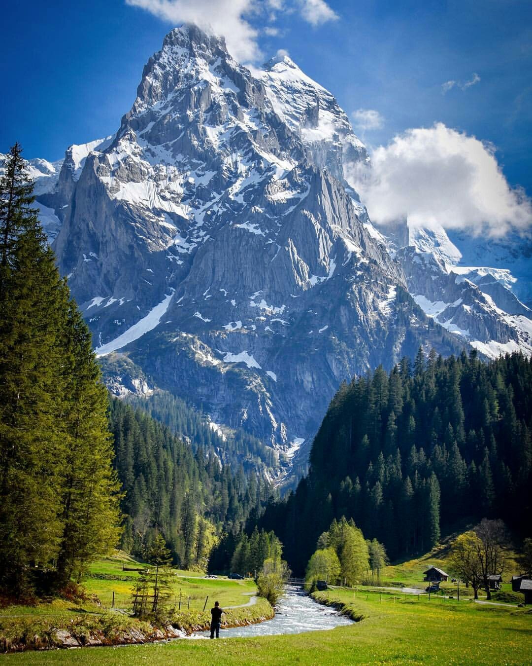 Snowy peaks of the Alps mountains